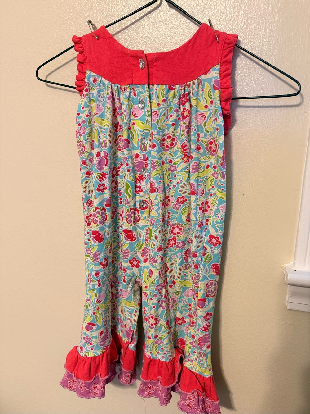 Flit & Flitter Girls 12M Floral Ruffle Romper Made in Peru Boutique Baby Outfit